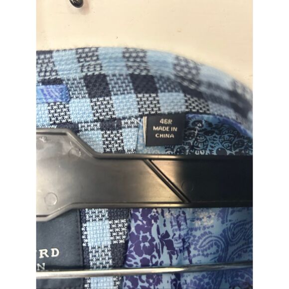 TailorByrd Men's $325 Navy/Light Blue Textured Check Sport Coat size 46R - Picture 3 of 7